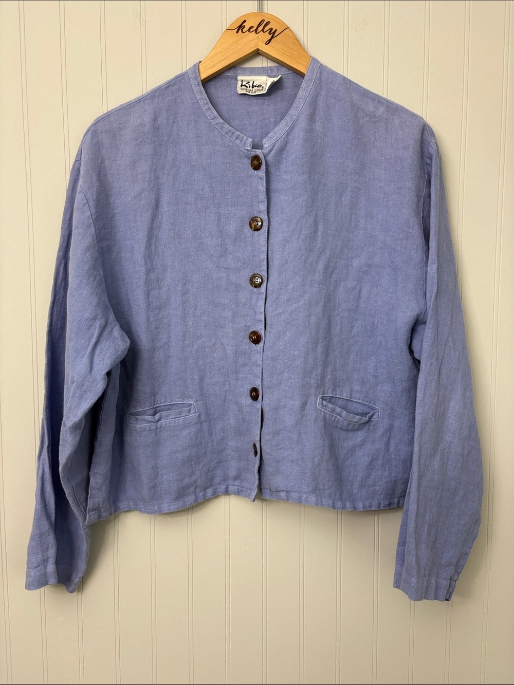 Kiko Clothing 100% Linen Long Sleeve Button Up Cardigan Shirt Womens One Size